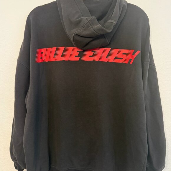 Billie Eilish H&M Divided Black Hoodie DOUBLE SIDED Boxy Oversize Tour - Large - Picture 2 of 2